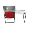 Deluxe Camping Kitchen with Storage, Silver and Red, 31 Height" x 13 width" x 8.25 length"